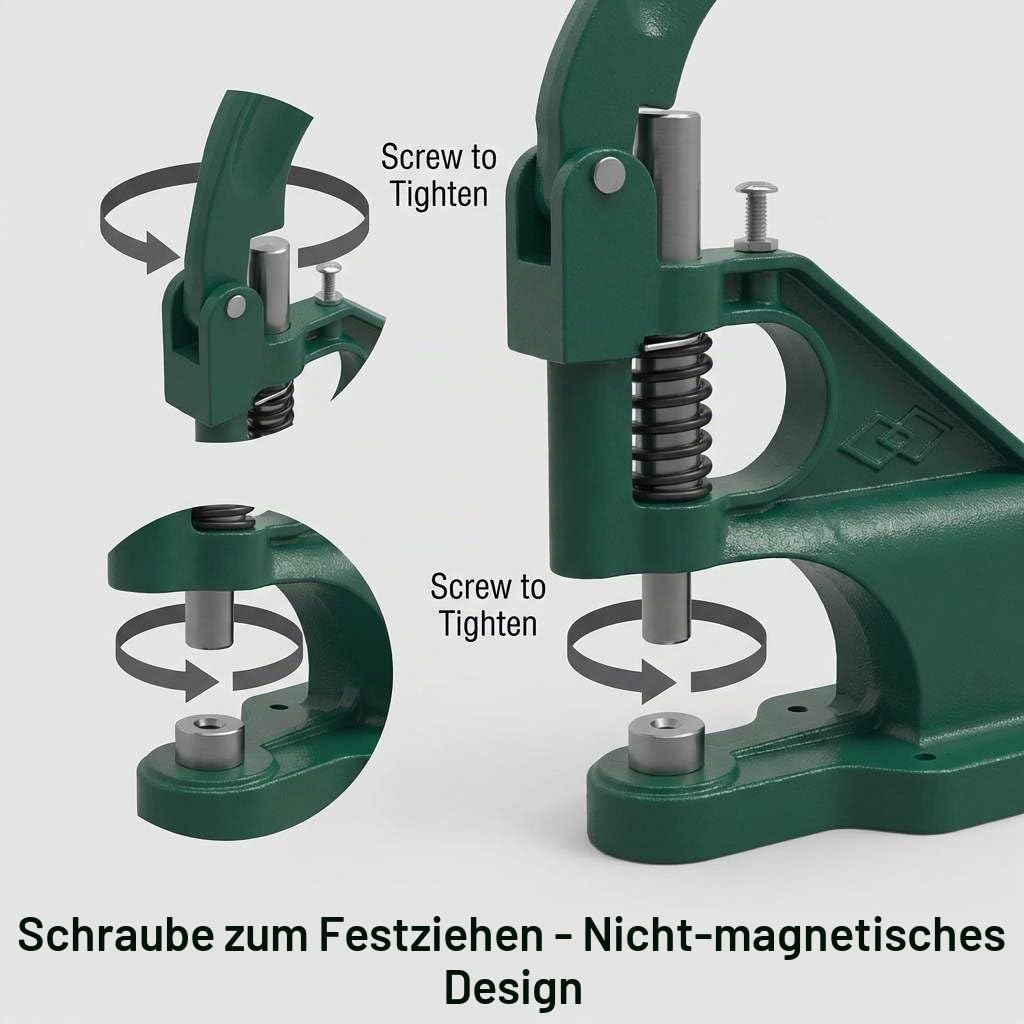 QWORK® Ösenpresse Set Handpresse Ösenstanze Eyelet Grommet Machine mit 3 Stanzformen und 1500 Ösen (6/10/12 mm) für Ösen Nieten Textilien und Leder