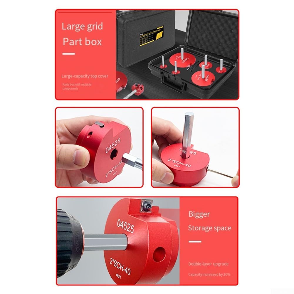 Kit de escariador de PVC 9 piezas, aluminio de 1/2-4 pulgadas para accesorios de PVC CPVC Retiro de tuberías y trabajos de fontanería