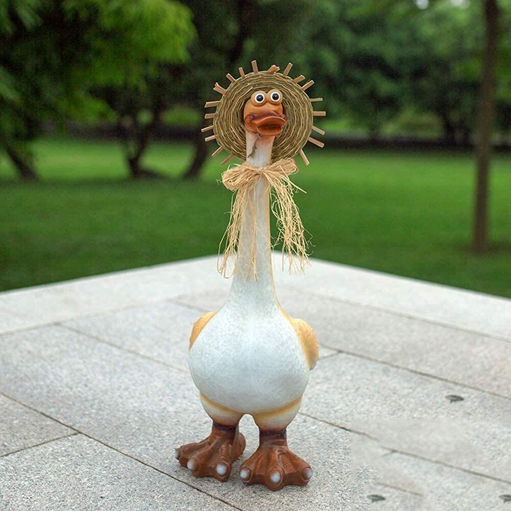 Ozdoby ogrodowe Outdoor Garden Art Zabawna kreskówka Kaczka Dekoracja Rzeźba Ozdoba ogrodowa do domu Ogród Symulacja zwierząt Rzeźba Bajkowe ozdoby ogrodowe