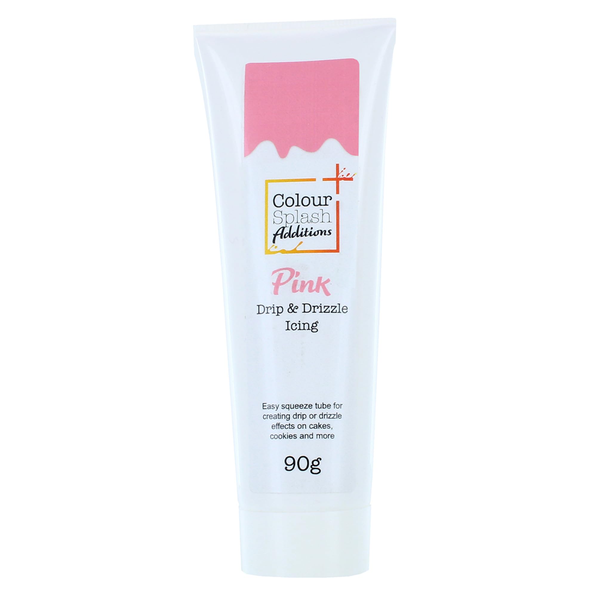 Colour Splash Drip & Drizzle | Pink | Cake Drip Icing For Decorating Celebration Cakes, Cupcakes, And Cookies, Easy Squeeze Tube - 90g