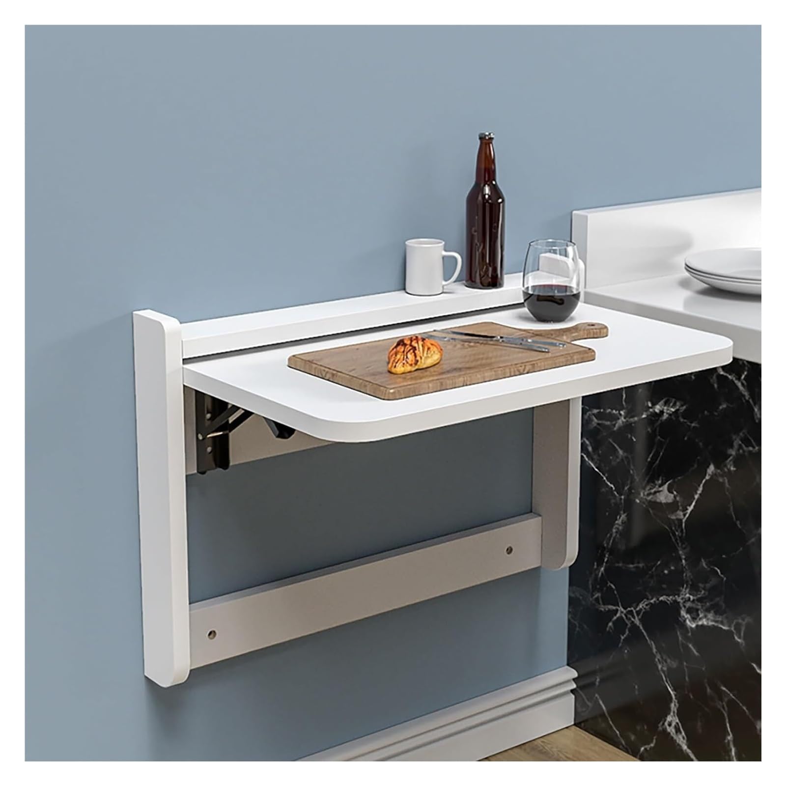 Table pliante murale pour ordinateur au design épuré blanc art 63,5cm