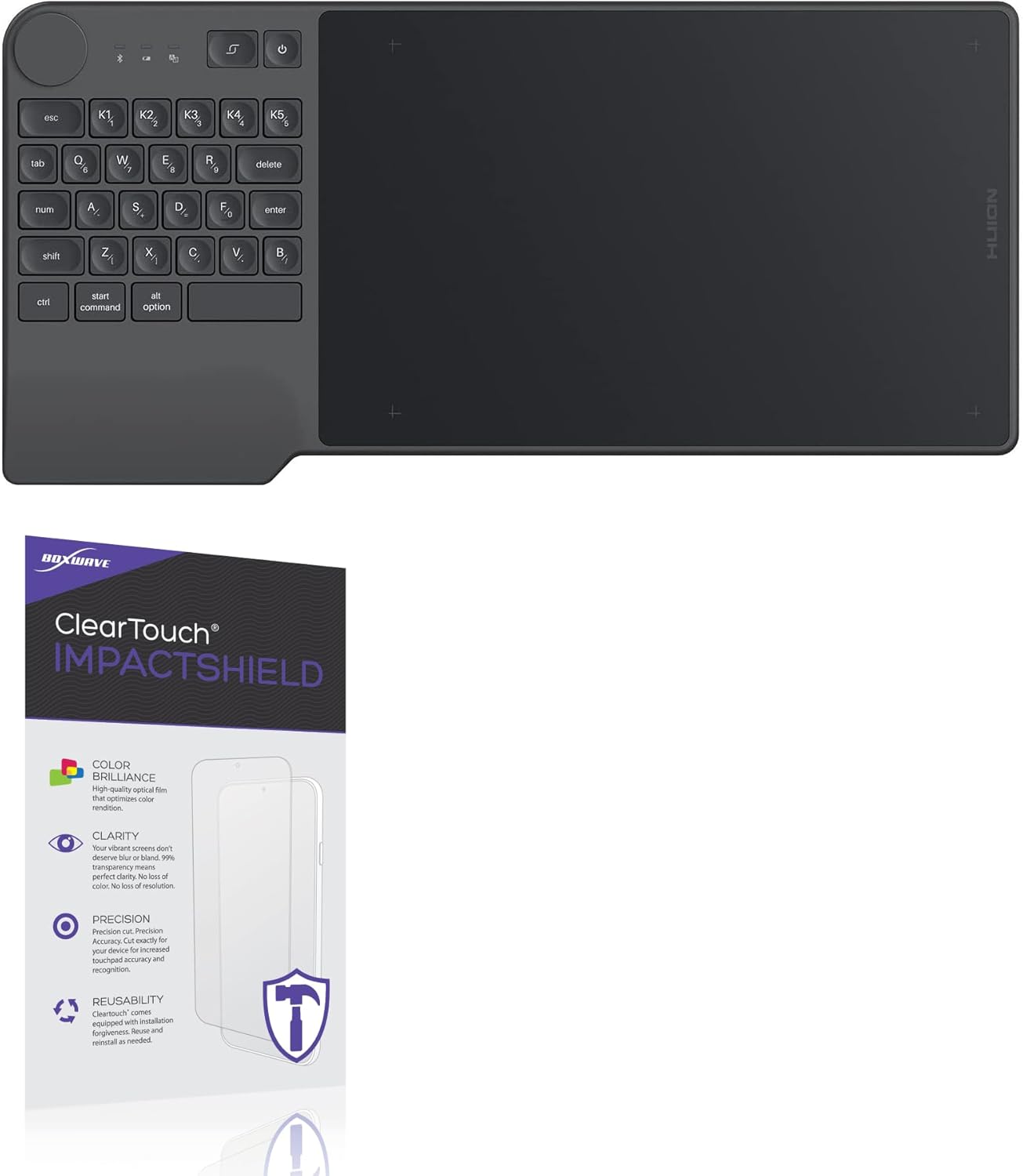 BoxWave Screen Protector Compatible With Huion Inspiroy Keydial KD200 - ClearTouch ImpactShield (2-Pack), Impenetrable Screen Protector Flexible Film