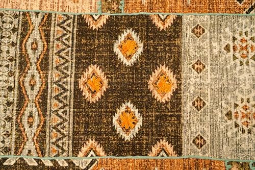Image of Iryaa Homes Cotton Carpet With Hand Tufting And Hand Embroidery| Soft, Durable And Stylish Area Rug| Printed Rug for Living Room, Bedroom | Handmade with100% Cotton- Brown and grey(4 Feet x 6 Feet)