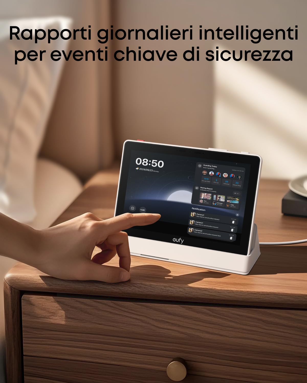 eufy Smart Display E10, telecamera wi-fi esterno senza fili, nessun costo mensile, memoria espansa, compatibile crittografia standard militare