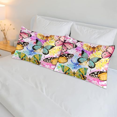 Miniatura 6 de Funda de almohada de satén con cierre de sobre, para cabello y piel, funda de almohada de seda tamaño estándar, mariposas de acuarela, fundas de