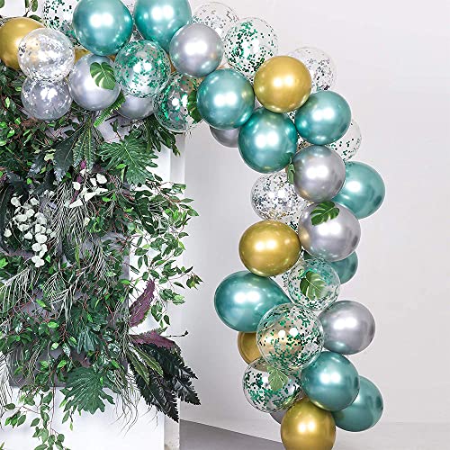 Image of KALOR 10 Inch Metallic Green Balloons, 100 Pcs Latex Helium Metallic Balloons for Kid's Birthday Party Baby Shower Wedding Graduation Graduation Party Decorations