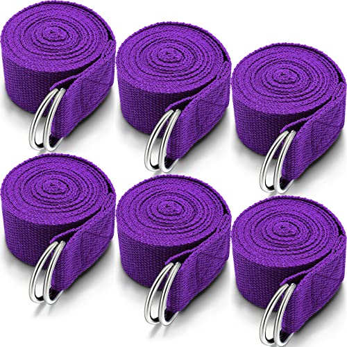 6 Pcs Yoga Strap for Stretching 8 Ft Yoga Exercise Adjustable Straps Yoga Bands with Safe Adjustable D Ring Buckle for Pilates Gym Workouts Yoga Fitness Improves Sitting Posture