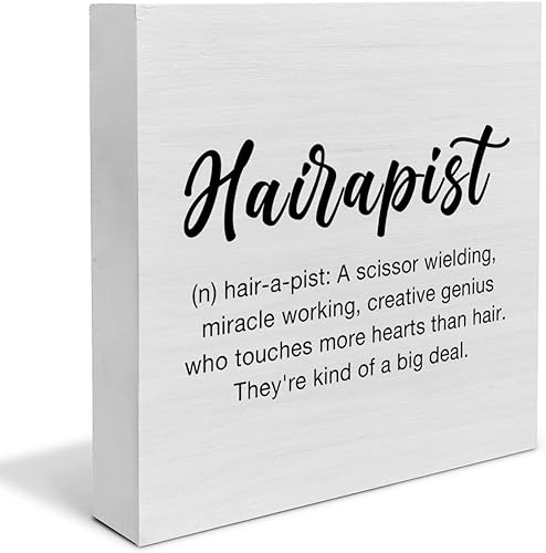 Hairapist Definition - Letrero de madera para decoración de escritorio, estilista de madera, caja de madera, letrero de bloque rústico para