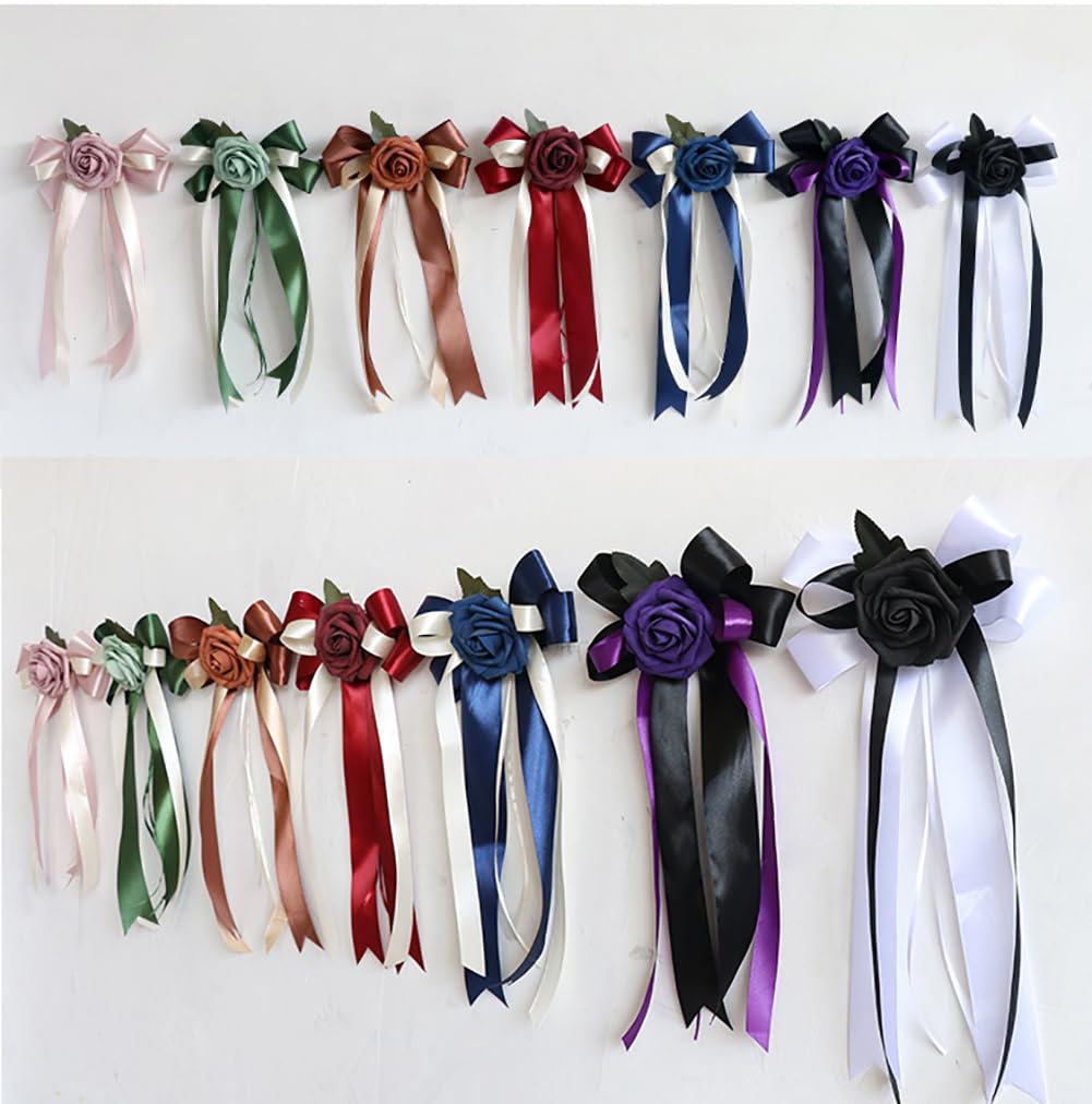 Autoschleifen Künstliche Blumen Autoschmuck Hochzeitsauto Dekoration Auto Car Türgriffleiste Rückspiegel Dekoschleife Wedding Hochzeitschleifen Hochzeit Seidenblume Violett 24 Stück