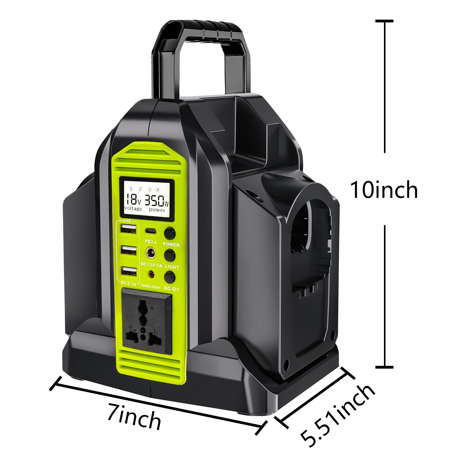 Onduleur à onde sinusoïdale pure 350 W, alimentation CC 18 V à 230 V/240 V AC, compatible avec les batteries au lithium Ryobi 18 V (batterie non incluse) | Convertisseur de puissance sans fil portable