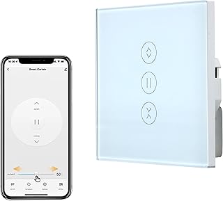 WLAN Rollladenschalter, 1 Stück Smart Rolladen Zeitschaltuhr, WLAN Jalousien Schalter mit prozentualer Steuerung, Smart Home Rolladensteuerung, Kompatibel mit Alexa, Google etc
