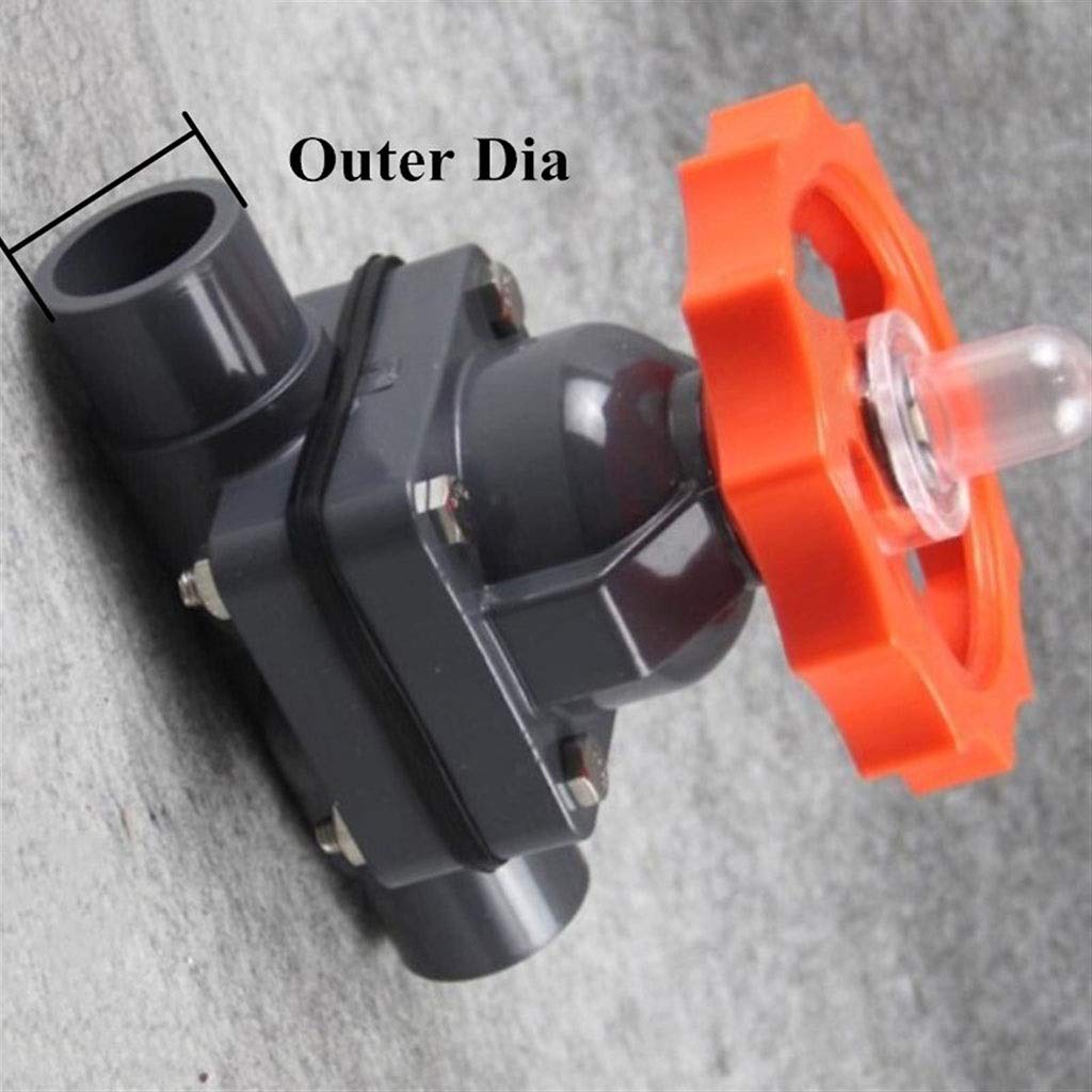 Membranventil, Od 20~110 Mm Upvc. Kunststoff-Membran-Ventil, Aquarium-Tank-Bewässerungsadapter Gartenwasseranschlüsse Industrielle Wasser-Rohr-Armaturen, 1 Stücke (Size : OD32mm(DN25))
