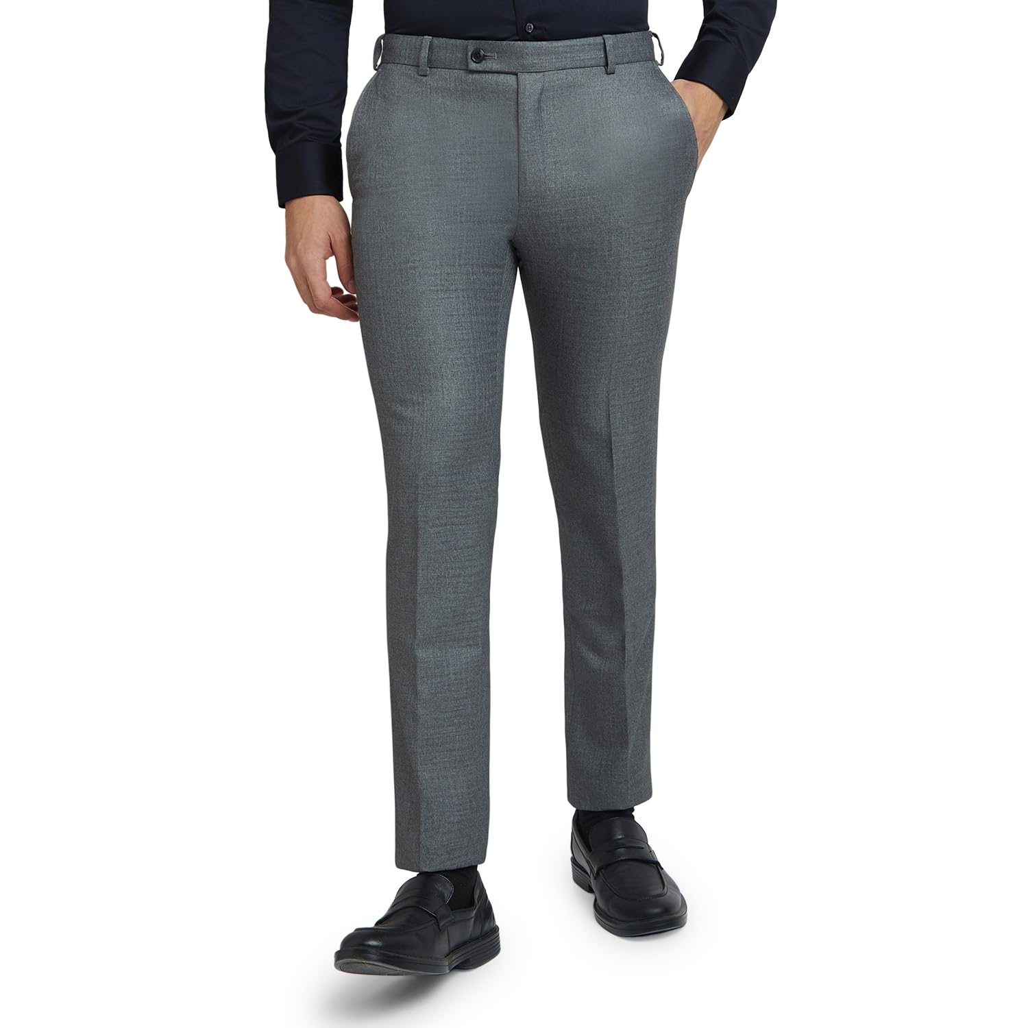 raymond Men's Slim Fit Mid Rise Polyester Blend Flat Front Formal Trouser-picture-35