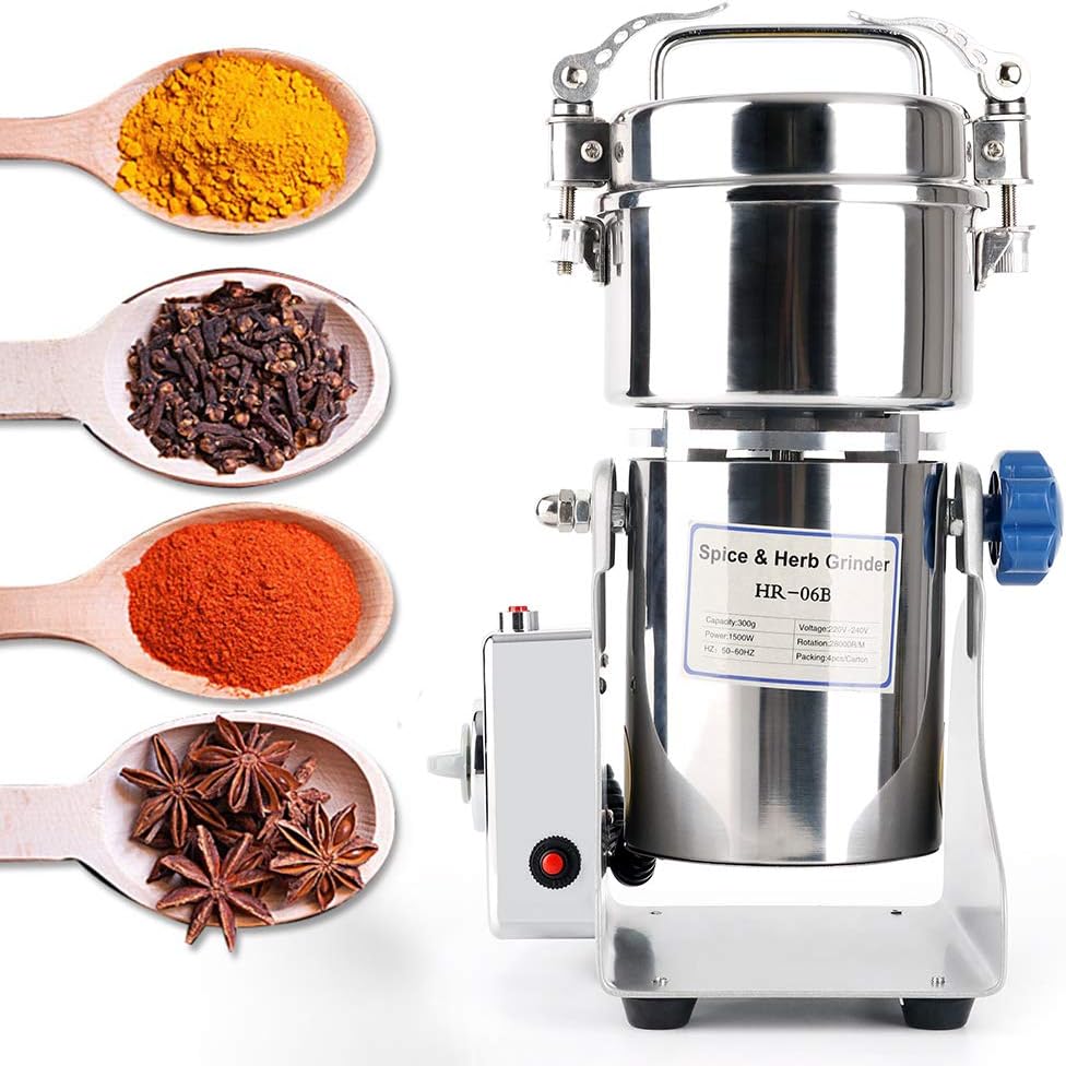 Rbaysale Electric Grain Grinder, Ultra-fine Mill Powder Machine Swing Type Dry Cereals Grain Mixer Mill for Herb Grinding Grain Pulverizer (300g)