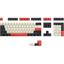 PBT Keycaps Side/Front Printed ANSI/ISO Layout Key Set Half Profile Non Back Light Thick Cherry MX Keycaps 60% / 87 TKL / 108 Mins 104 MX, for Mechanical Gaming Keyboard Switch, IR Red