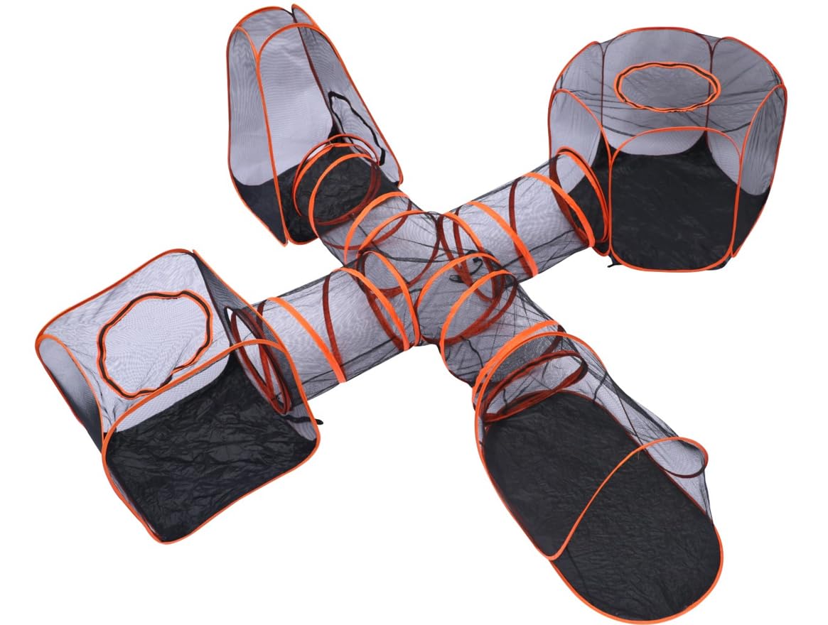 3 in 1 Cat Tent 3-Level Climbing Tower with Tunnel Pet Play House Outdoor Large Foldable Cat Enclosure Puppy Playpens (Styles 7)