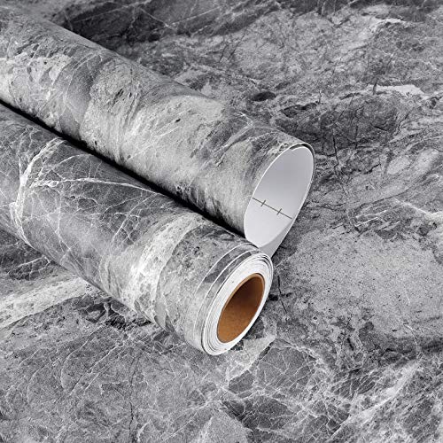 Yenhome Grey Marble Textured Wallpaper Peel And Stick Wallpaper For Bedroom Wall Waterproof Removable Easy Peel Off Wallpaper 17.7"X393"Matte Marble Contact Paper Peel And Stick Countertops Covering #TOP8