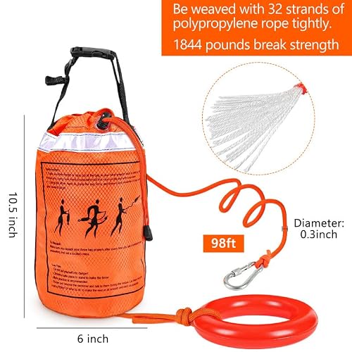 Ankun Water Rescue Throw Bag With 70Ft Length Of Rope In 3/10In Tensile Strength Rated To 1844Lbs, Emergency Rescue Rope For Kayaking, Boating, Fishing, Rafting, High Visibility Safety Equipment #TOP3
