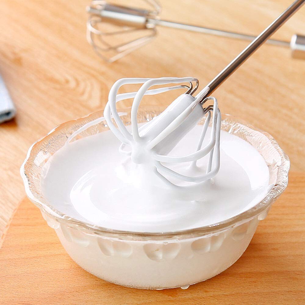 Pomoc szefa kuchni Trzepaczka 1 szt. Mikser Trzepaczka do jajek Ręczna samoobrotowa trzepaczka ze stali nierdzewnej Blender ręczny Krem jajeczny Mieszanie narzędzi kuchennych Trzepaczka