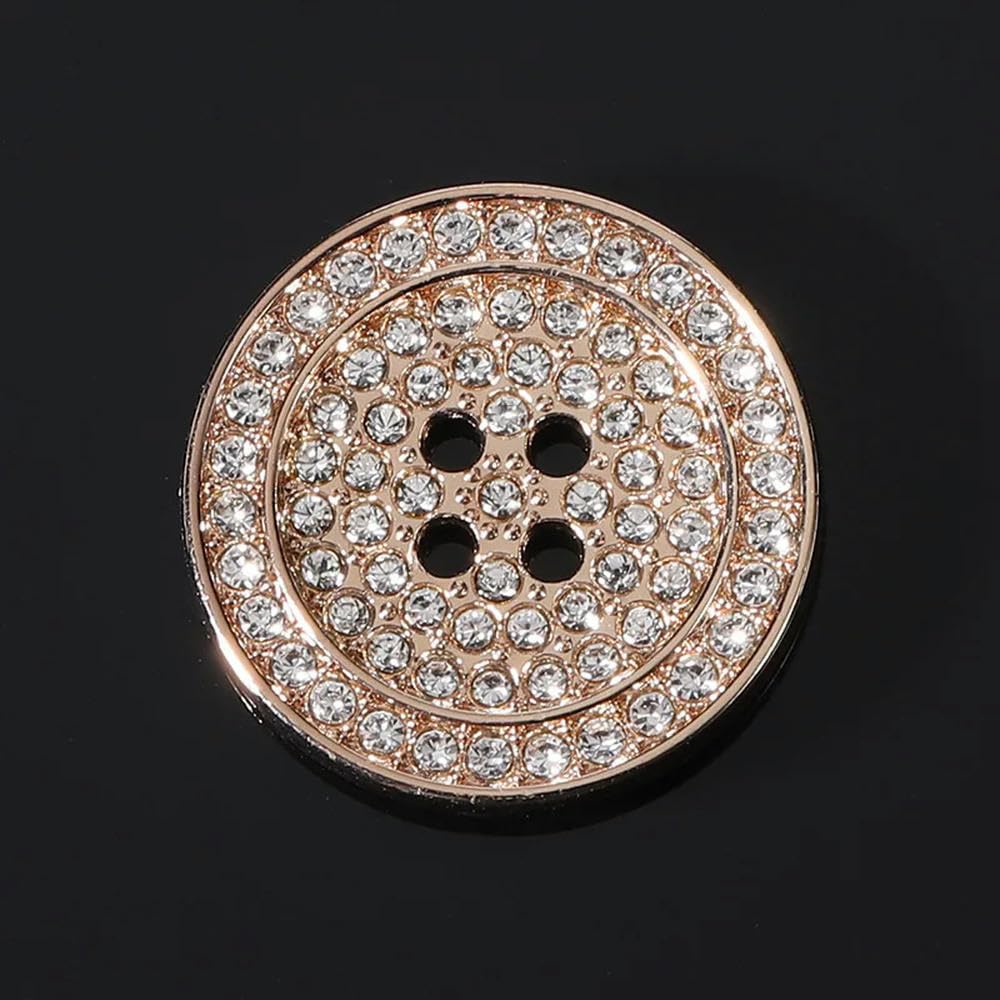 Guziki, guziki metalowe, Guziki 10 szt. wysadzane diamentami Ziarna strasu 4-otworowe Metalowe guziki Odzież Ozdobne(Silver,25mm)