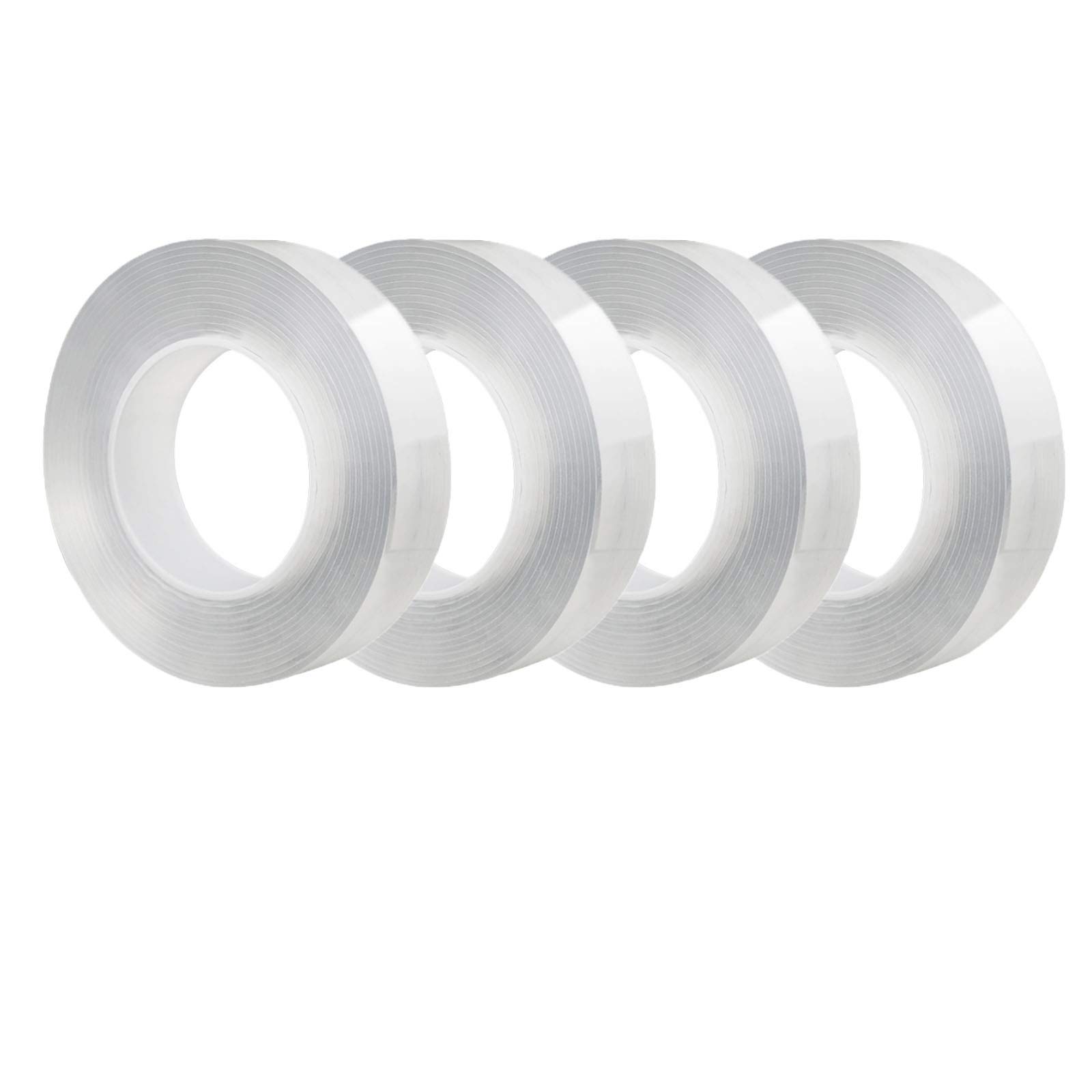 Cinta adhesiva reutilizable, cinta adhesiva multiusos transparente de doble cara sin rastro, lavable fuerte gel antideslizante cinta adhesiva para alfombra, fotos carteles 4 piezas