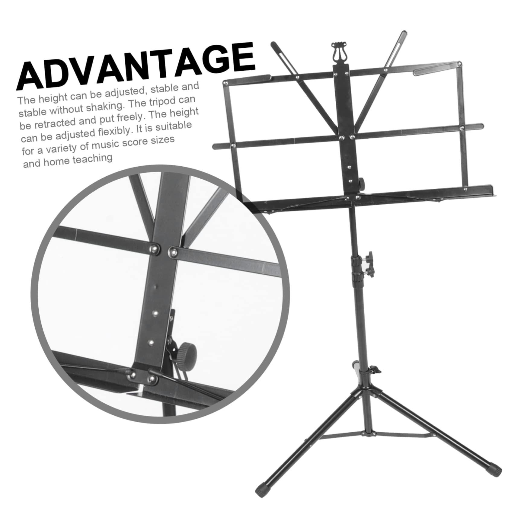 ibasenice 1Set Sheet Portable Adjustable Tripod Music Score Stand Lightweight Sheet Music Holder for Piano Guitar Violin Compact Design for and Travel