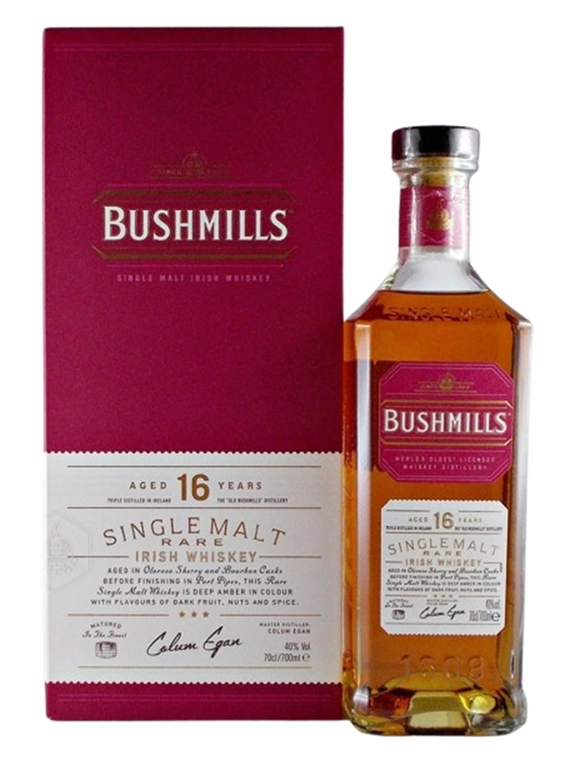 Bushmills 16 Jahre irischer Single Malt Whiskey 0,7L mit 8 Edelschokoladen