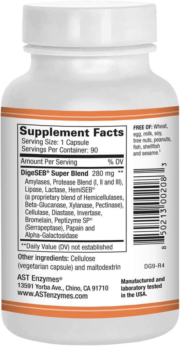 AST Enzymes Digest-GI Digestive Enzyme - (90 x 2) Vegetarian Capsules-Digestion and Bloating Relief for Women and Men - Image 3