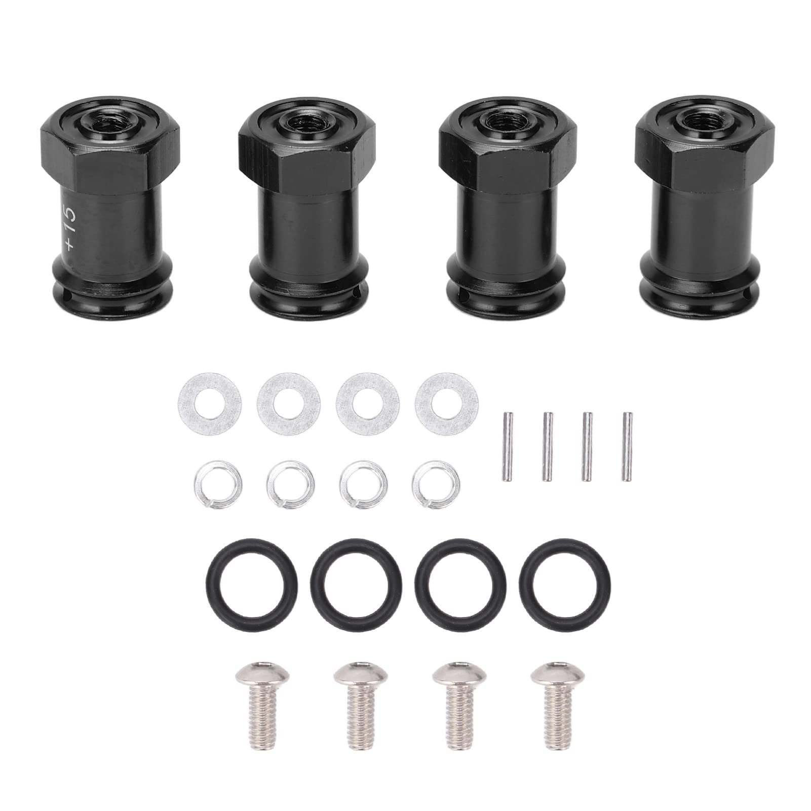 4pcs 12mm Aluminum Wheel Hex Hub Adapter, 15mm Offset Extension for TRAXXAS MINI E 1/16 RC Car, Low Center of, Easy to Install, Enhance Stability (