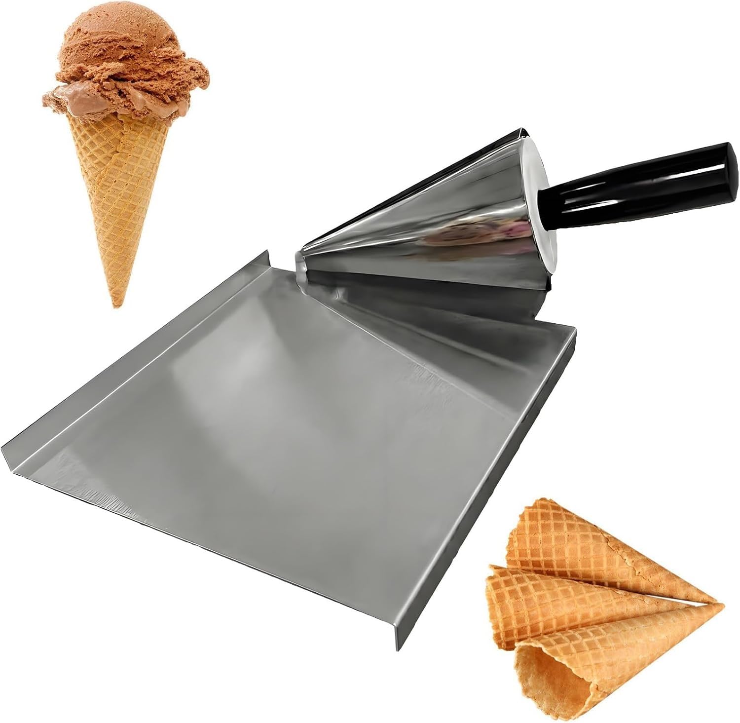 Molde para conos de helado, herramienta para dar forma a los conos helado | Molde antiadherente para conos de helado, de acero inoxidable, para cocinas domésticas y panaderías