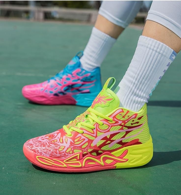 Men's High Top Basketball Shoes with Mesh Breathable Non Slip Fashionable Outdoor Sports Leisure Shoes