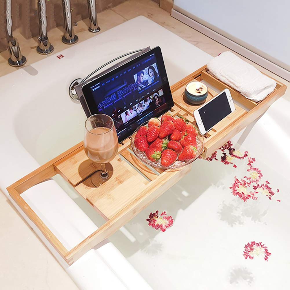 Ruby Lil Bandeja para Bañera, Bandeja De Baño Expandible, Organizador De Bañera De Baño con Soportes De Vino Soportes - Gran Idea De Regalo para El Amor,70~105cm