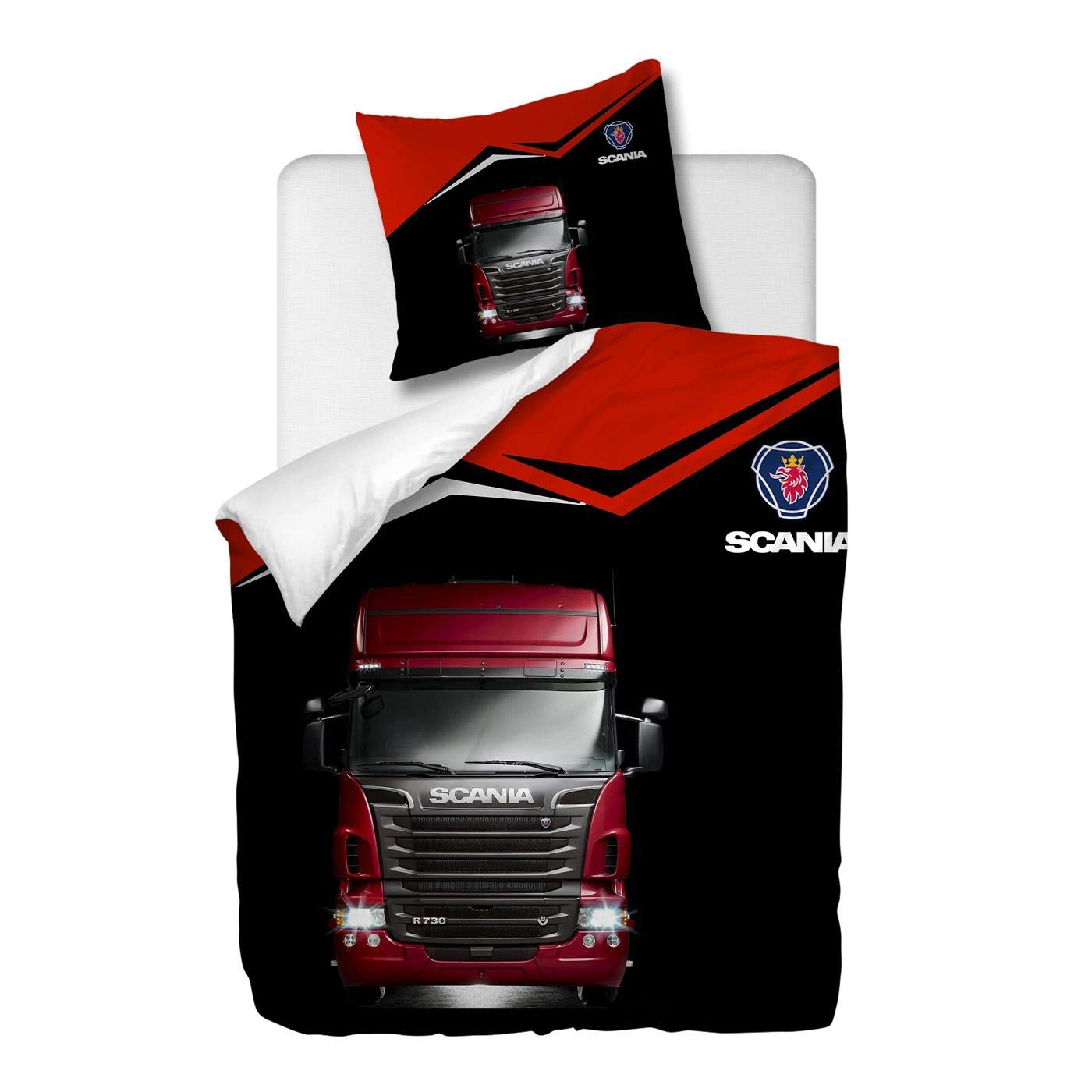 Bettwäsche Set 2 teilig,Klassisches LKW Bettbezüg 135 x 200 cm und 1 Kissenbezüg 80 x 80 cm,Hypoallergenic,70% Polyester/30% Lyocell Mikrofaser Schlafkomfort und mit Reißverschluss - Muster 8