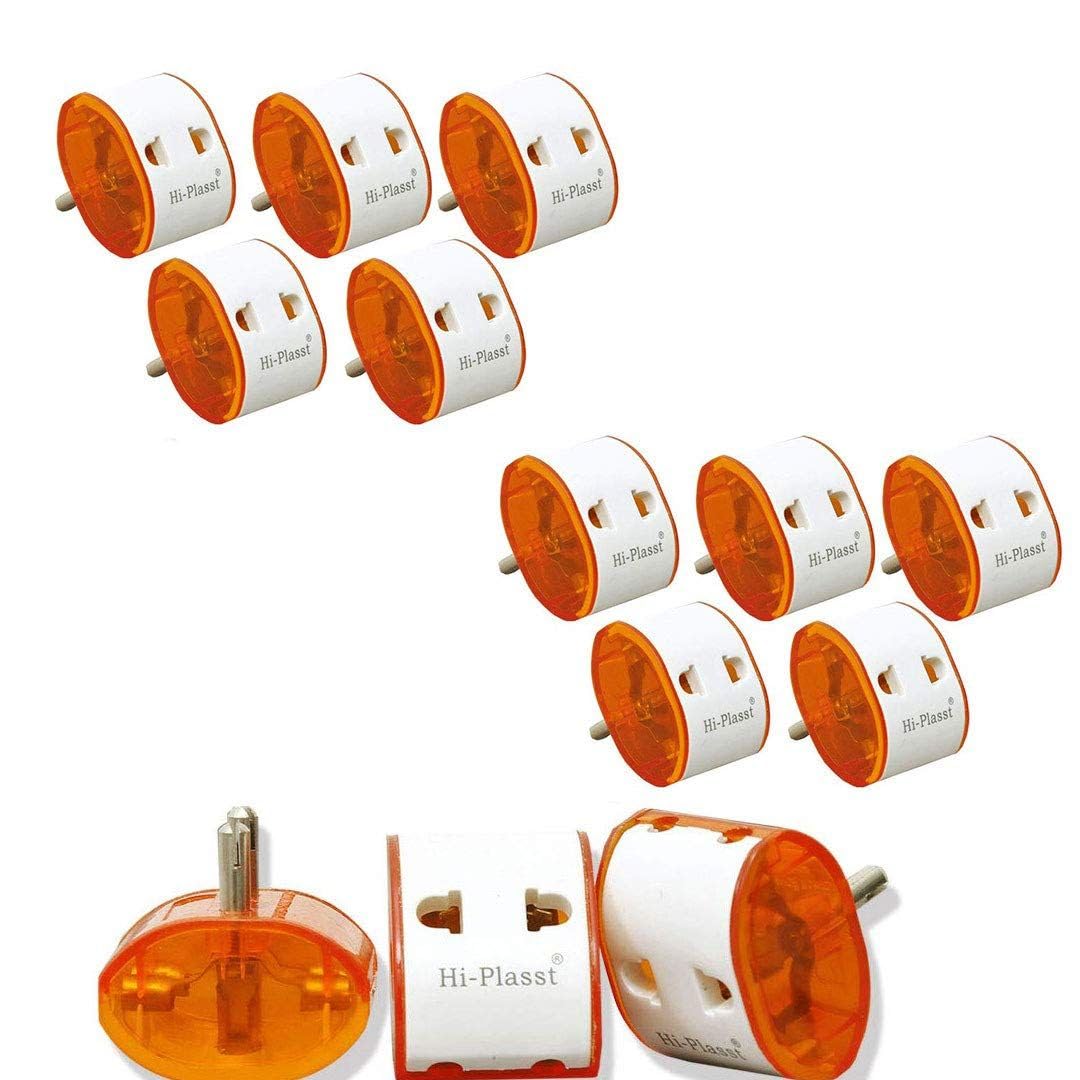 Hi-Plasst (Pack f 10) 2-Pin Multiplug & Travel Adapter (USA/UK/Japan/China to India Type D) - 6A Converter Plug for Diwali Lights, Mobile Chargers & Other Small Electronics.-image-46