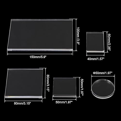 Miniatura 2 de PATIKIL Bloque de sello acrílico, paquete de 5 bloques de estampado transparentes, bloques de montaje decorativos para álbumes de recortes,