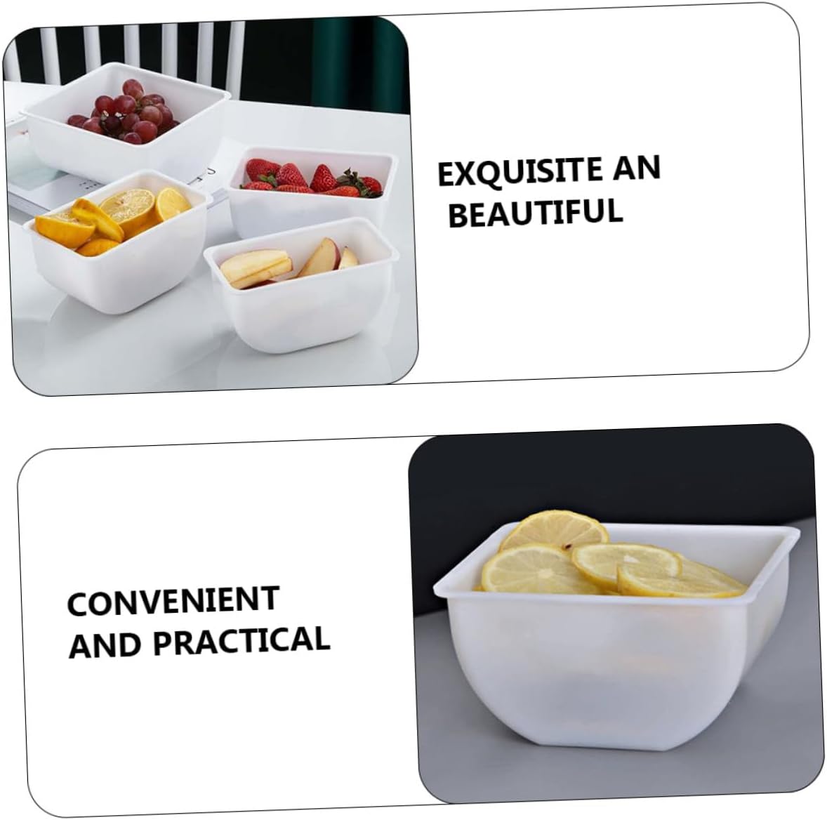 Homoyoyo Fruit Compartment Storage Box 4-compartment Plastic Food Sealing Container with Lid for Fruit and Snack Preservation Kitchen Organization