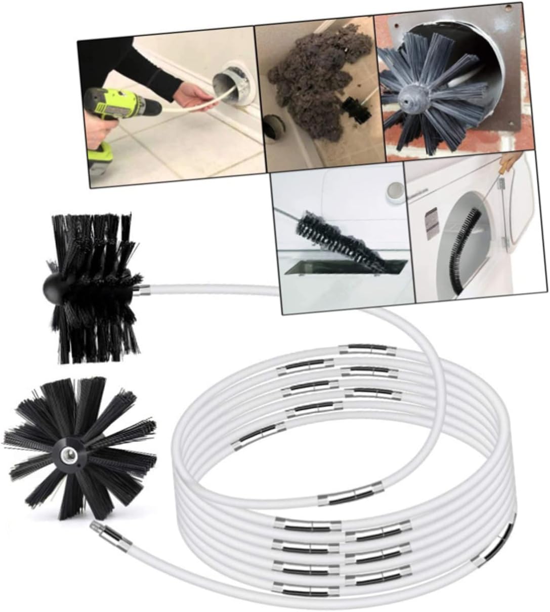 Household Dryer Vent Brush Kit with Flexible Rods for Easy Cleaning of Chimney and Exhaust Vents Includes Rods and Brush Head for Lint Removal