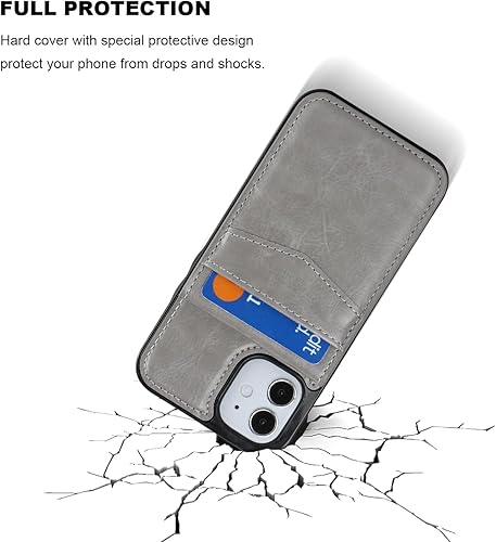Miniatura 6 de KIHUWEY Funda compatible con iPhone 12 Mini con soporte para tarjeta de crédito, cierre magnético de cuero de alta calidad, resistente funda