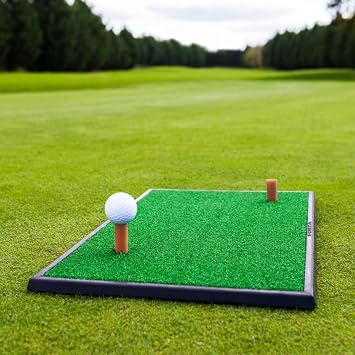 FORB Launch Pad Golf Practice Mat   2ft x 1ft Artificial Turf Hitting Mat   Includes Removable Rubber Tee   Durable Rubber Base   Ideal for Indoor & Outdoor Golf Practice