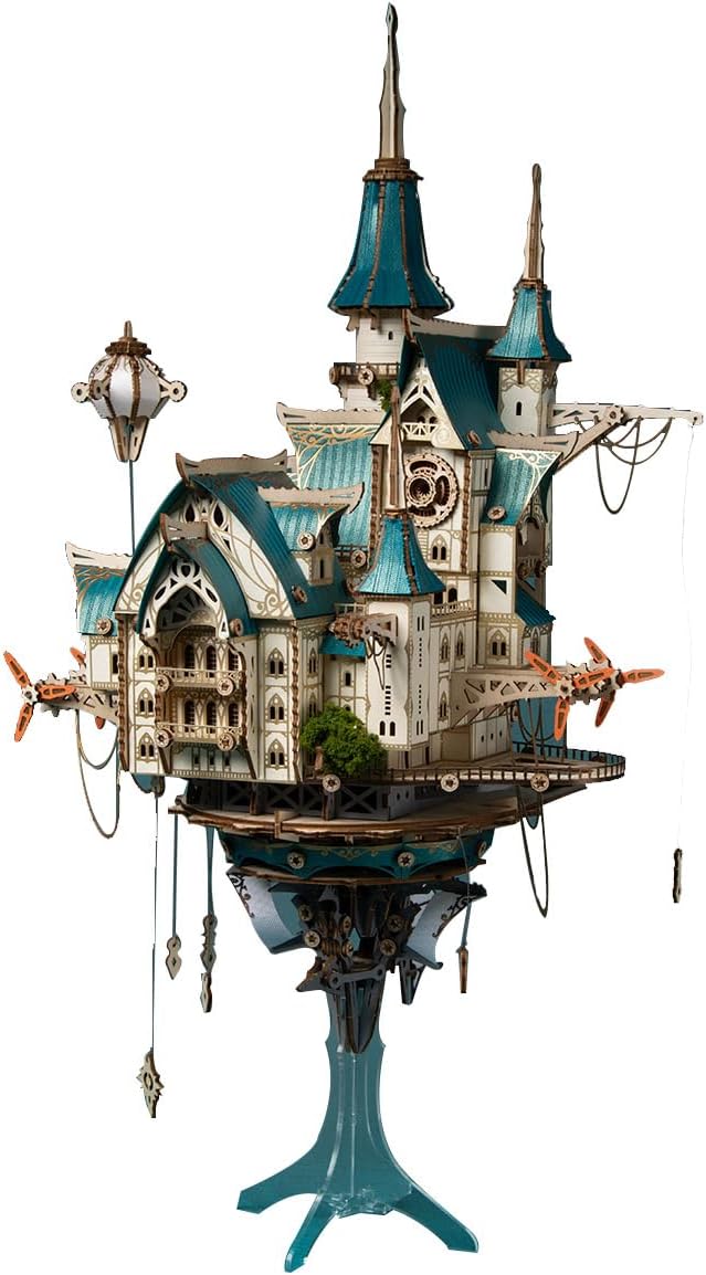 Helixsun 699PCS 3D Wooden Fantasy Steampunk Castle Model Kit, DIY Wooden Puzzles for Adults, Artistic Ornaments Craft Kits for Adults, Wooden Castle