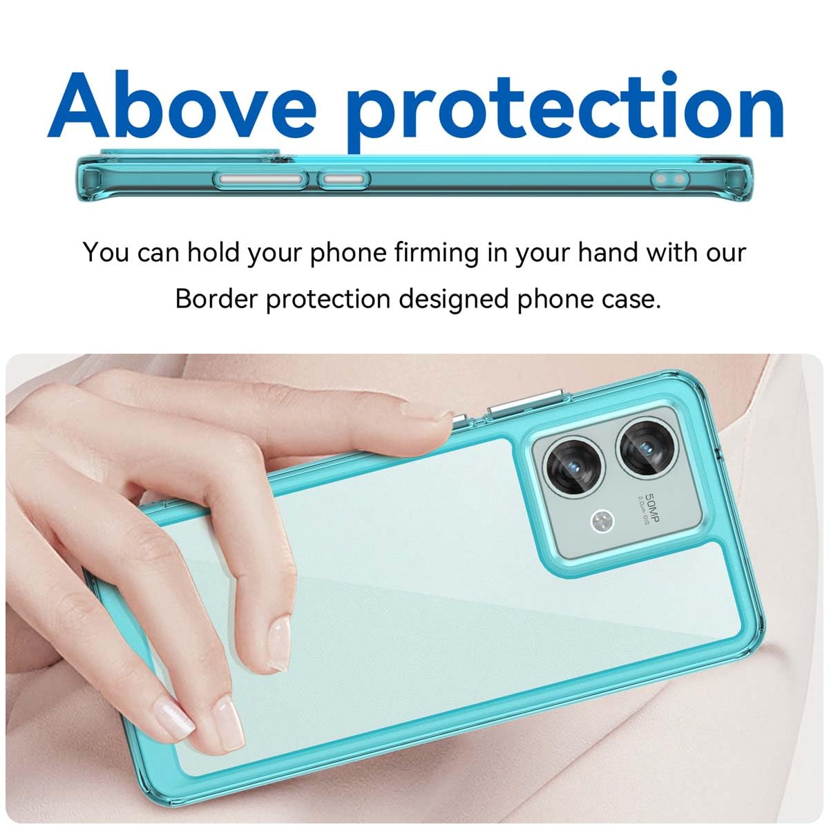 Funda Motorola Edge 50 Neo - Carcasa TPU Suave Con Panel Trasero Transparente, Protección Antigolpes, Borde Gris