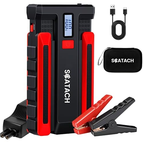 Scatach 002 4000A Car Battery Jump Starter,12V Jump Starter Battery Pack (up to 10.0L Gasoline and 8.0L Diesel Engine), Portable Jump Box with LED Display, 3 Modes Flashlight and Jumper Cable