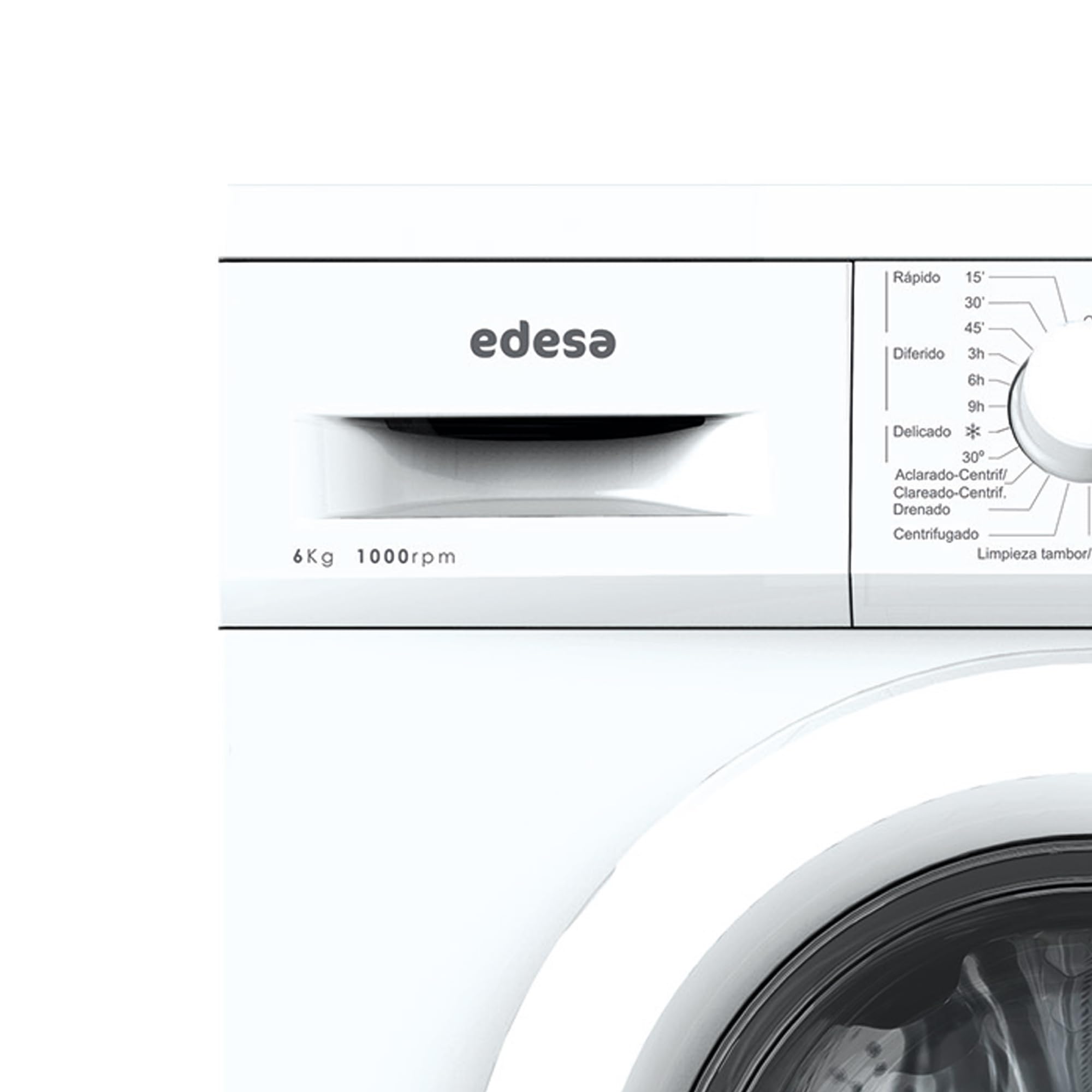 Edesa Lavadora Libre Instalación EWF-6000 WH 6 KG con Carga Frontal, 23 Programas de Lavado, Tecnología LED, 1000 RPM, Acabado en Blanco