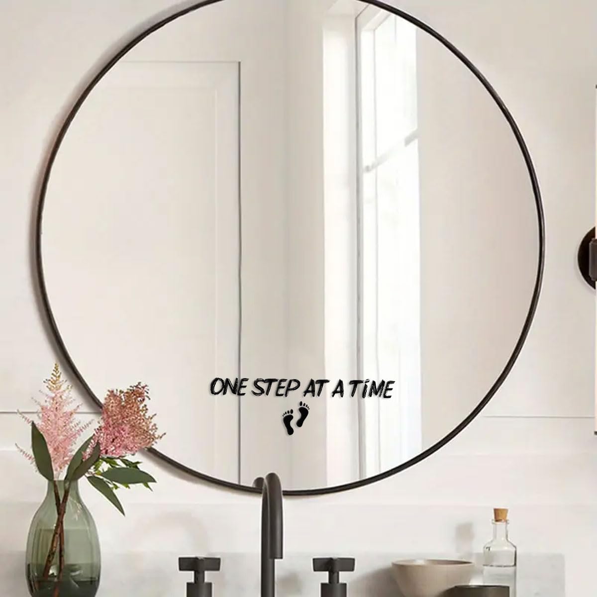 Naklejka "One Step at A Time", inspirujący cytat, UV, DTF, winylowa kalkomania, wodoodporna, na bagaż, laptop, lustro, okno samochodu, pozytywna zachęta, prezent dla nastolatków, przyjaciół, 10 x 2,5