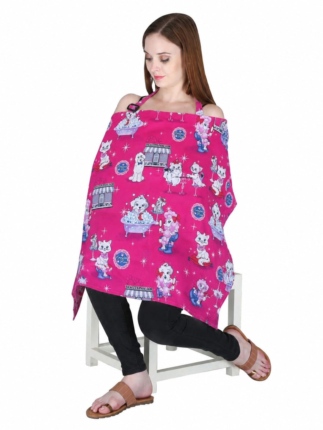 Switchon Feeding Apron Cover Cotton Maternity Baby Breastfeeding Multipurpose for Mothers (Pink_Multi)-image-16
