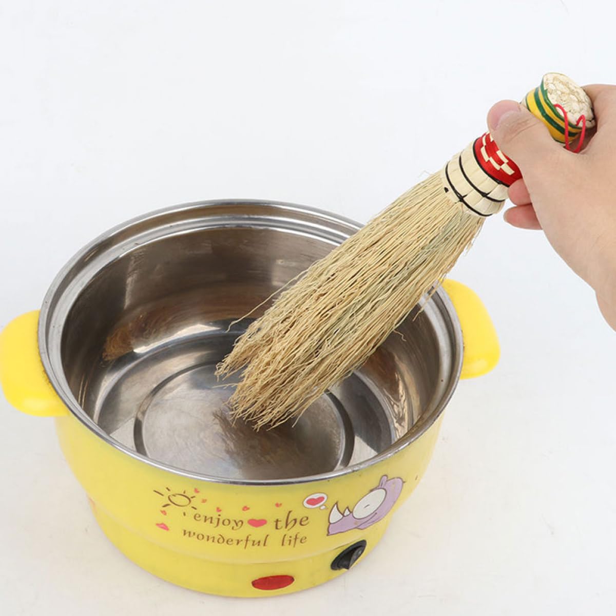 minkissy 4 Piezas Cepillo para Macetas Natural Cepillo De Cocina para Wok Utensilios De Cocina De Madera Wok Fregar Limpiador Multifunción Lavavajillas