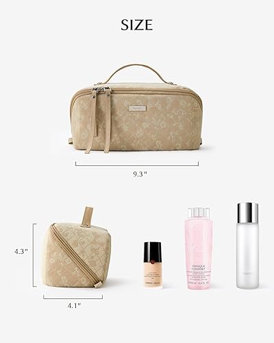 Miniatura 62 de EACHY - Bolsa de maquillaje de viaje, bolsa de cosméticos de gran capacidad para mujeres, portátil, impermeable, bolsa de aseo plana abierta