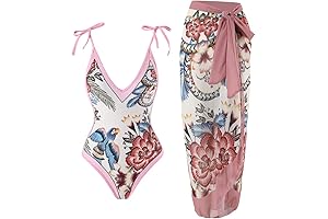 IDOPIP Women's One Piece Swimsuit with Beach Cover up