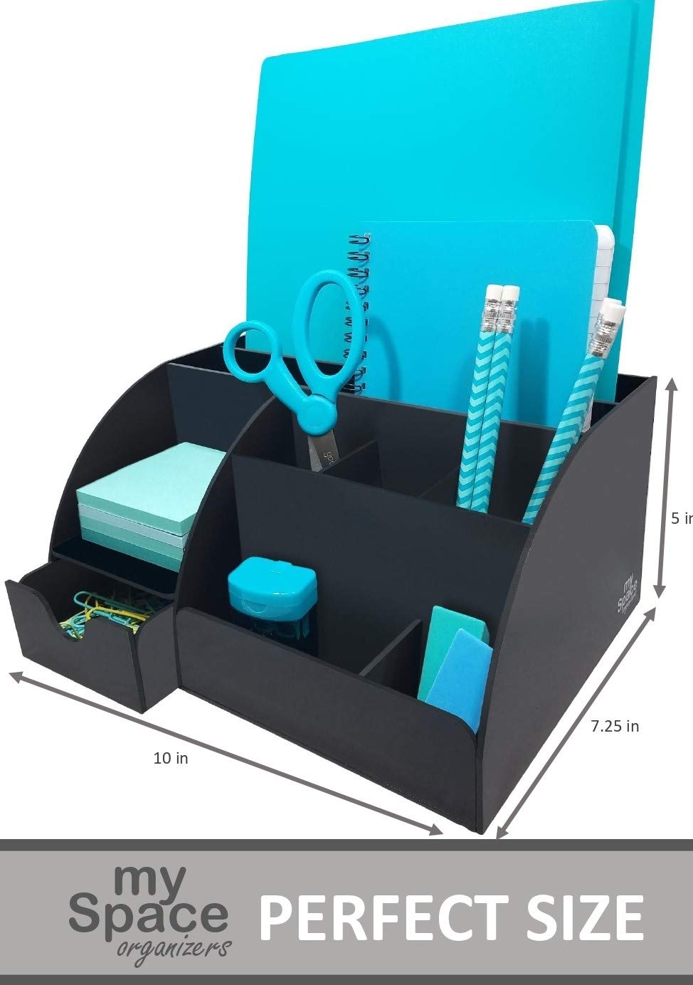 Buy Acrylic Office Desk Organizer with Drawer, Black 9 Compartments
