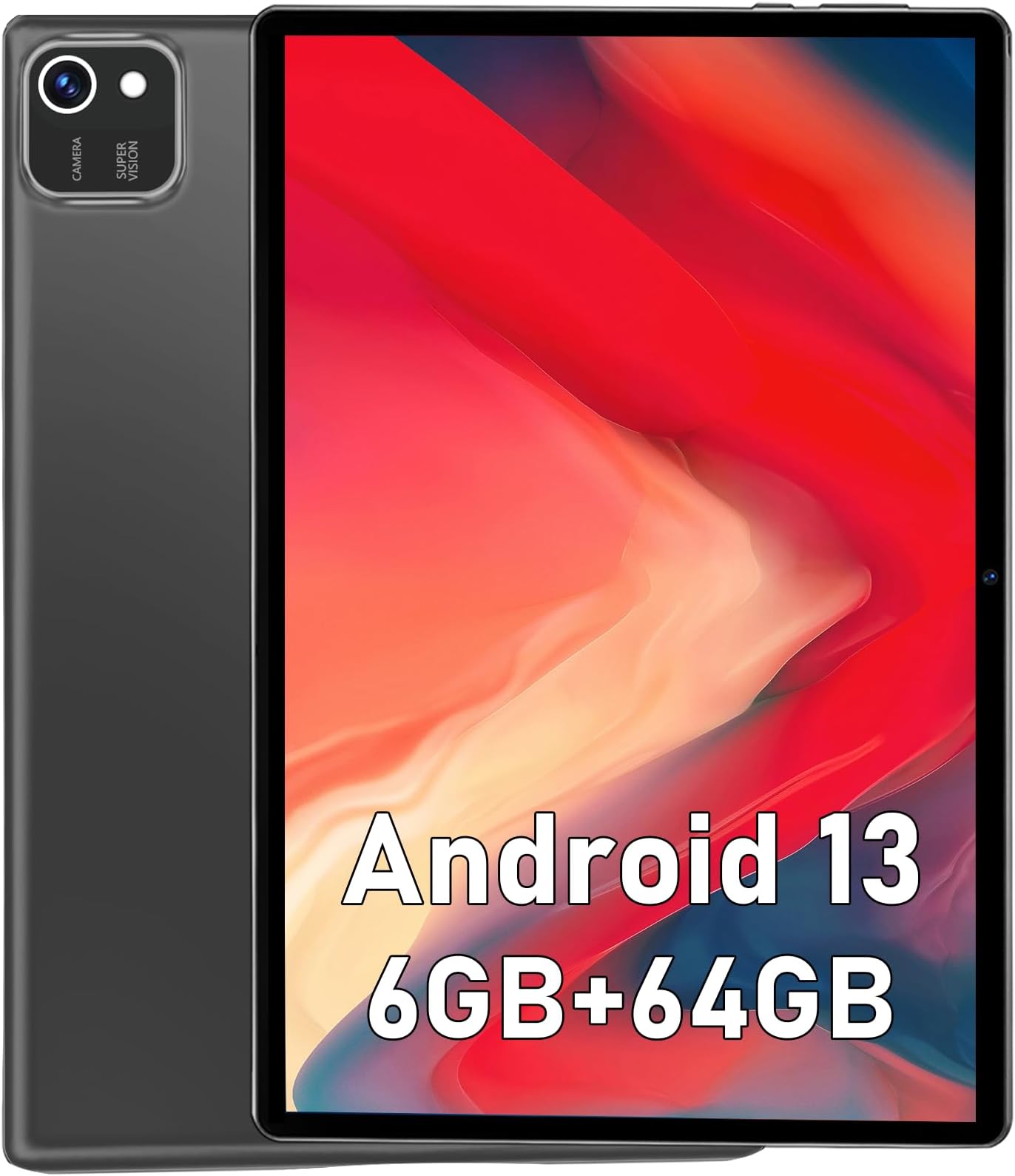 Tablet 10.1 inch Android 13 Tablets 64GB ROM 512GB Expand, Quad-Core Processor, 1280x800 IPS HD Touchscreen, GPS, WiFi, Dual Camera, Bluetooth, Long Life Battery (Black)